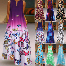 butterfly, Summer, Plus Size, Dress