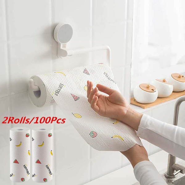 Disposable Towels for Kitchen Disposable Dish Cloths Multi-Function Paper  Towels for Household Kitchen (2 Rolls Print)