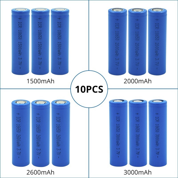 10pcs 1.5Ah/2.0Ah/2.6Ah/3.0Ah 18650 3.7V Rechargeable Battery ICR