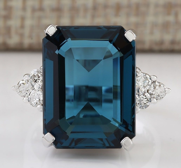 Women Noble 925 Sterling Silver Nutural London Blue Topaz Gemstone ...