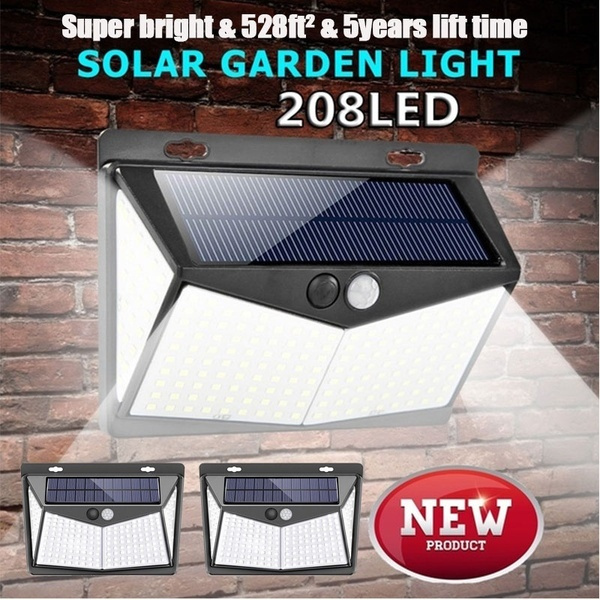 208 LED Solar Power Light PIR Motion Sensor Outdoor Lamp Wall Waterproof Garden 