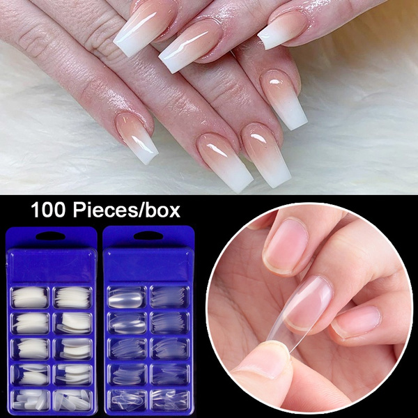 100pcs Box Acrylic Coffin Long Ballerina Fake Nails Art Press On Nails Professional Full Cover Fasle Nail Art Fingernail Tips Wish