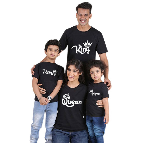 Kongedronning Prinsesse Prins Familie T-shirts og datter Søn Bogstav Bomuld T-shirts Print T-shirts Baby Børn Pige Tøj Toppe T-shirt | Wish
