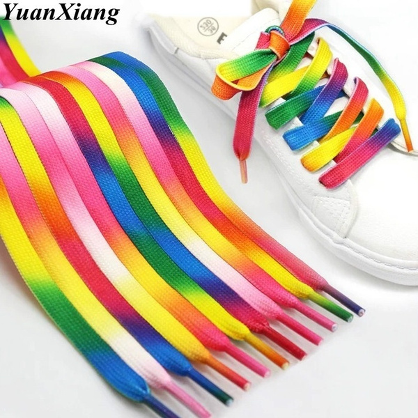 15mm 5/8" Double sided RAINBOW grosgrain ribbon laces Trainers,Shoes,Boots 