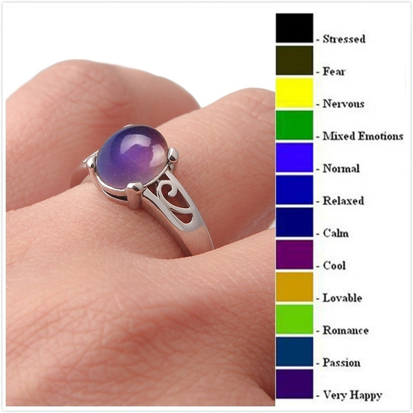 MOJO JEWELRY Vintage Retro Color Change Mood Ring Oval Emotion Feeling Changeable Ring Temperature Control Ring for Women MJ-RS001 9