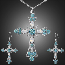 Blues, crossearring, Cross necklace, crossjewelry