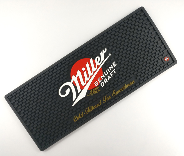 Miller Genuine Draft Beer Rectangular Bar Mat Spill Mat Rail Drip Mat 20.5 x 8.25