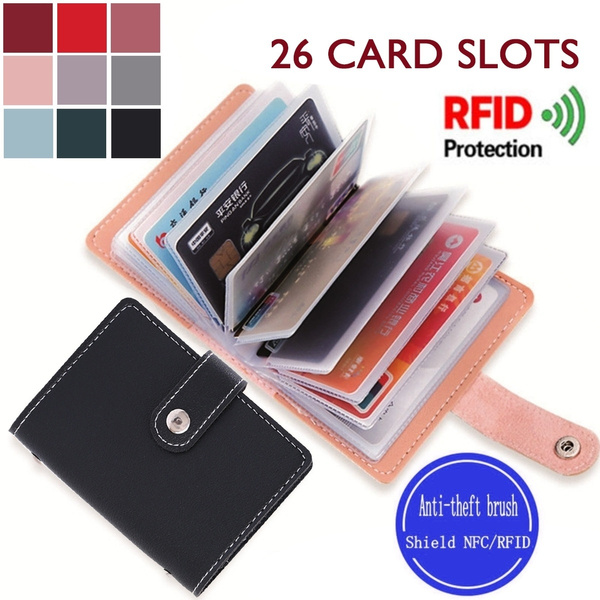 Rfid Blocking Protection Men id Credit Card Holder Wallet Leather