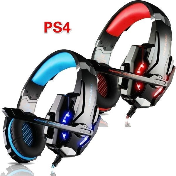 Blue Red 3.5mm Mic LED Gaming Headsets Headphones Stereo Surround For Cell Phone PS4 Xbox