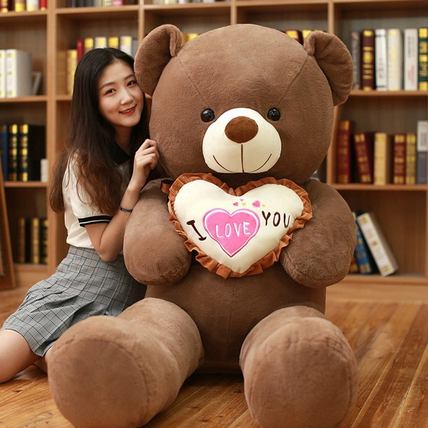 1pc I Love You Teddy Bear Large Stuffed Plush Toy Holding LOVE Heart