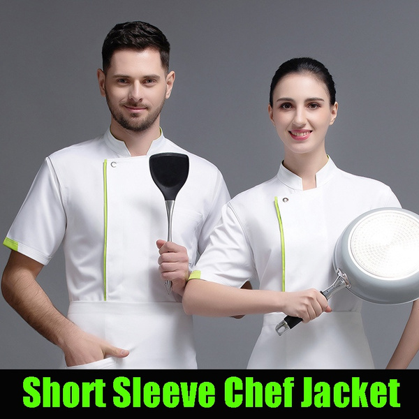 Chef Restaurant Uniform Short Sleeve Cook Coat Men Women Kitchen Clothes  Baker Waiter Wear