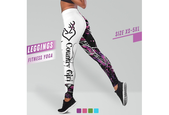 Women s Fashion Sports Country Girl Hunting Printed Fitness Leggings High Waist Elastic Slim Fit Yoga Pants Plus Size XS 5XL Wish