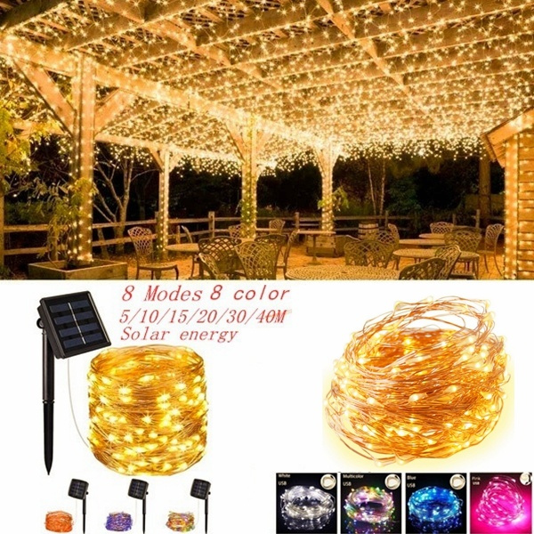 50 100 200 300 LED Lights Solar String Outdoor Garden Party Wedding Fairy Lights