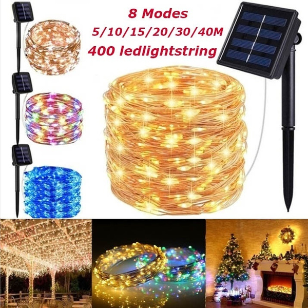 300/400 LED Solar Fairy String Light Copper Wire Outdoor Waterproof Garden Decor 