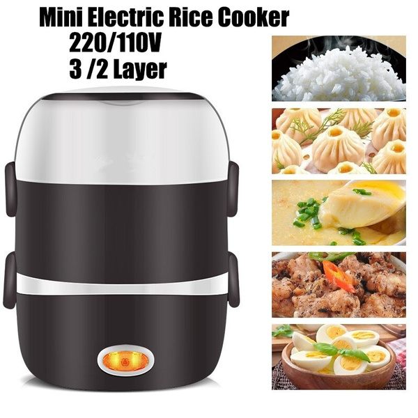 3-Layer Electric Lunch Box Steamer Pot Rice Cooker Stainless Steel