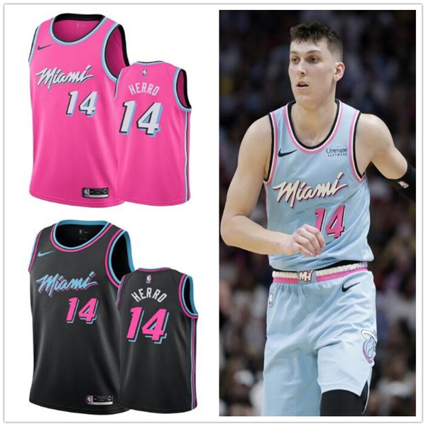 Venta camiseta 2021 tyler herro 14 city edition miami heat rosa azul |  Camisetasnbastore.com
