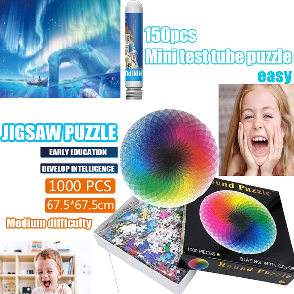 Jigsaw Puzzle 1000 Piece Colorful Rainbow Round Educational Puzzle Kid Adult Toy 