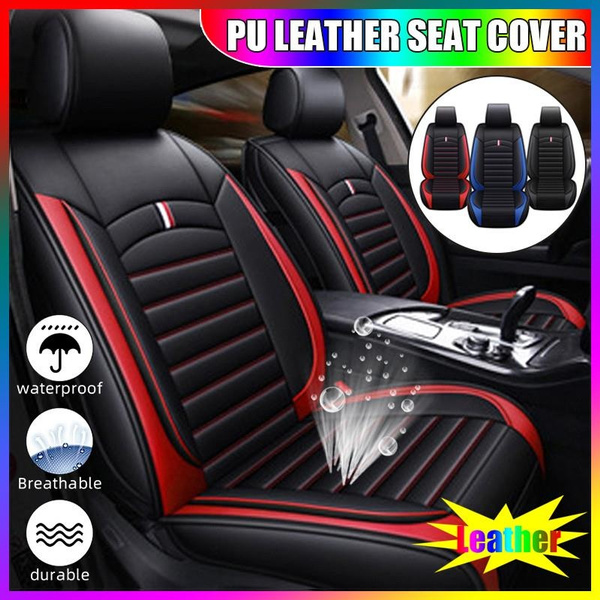 Universal Waterproof All Inclusive Breathable Pu Leather Black Red White Car Seat Covers Auto Protector Front Cushion Pad With Backrest Optional 1pc Wish - Car Seat Cover Automotive Leather