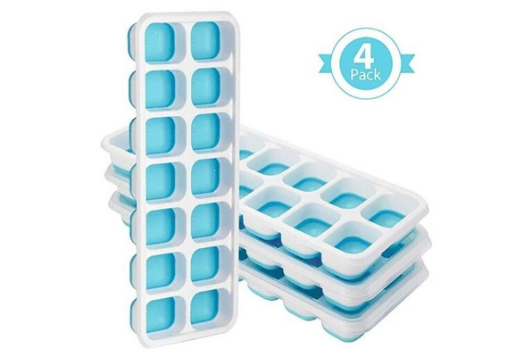 Ice Cube Trays, Easy-Release, Flexible 14 Tray with Spill-Resistant ,  2-Pack