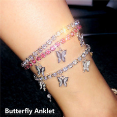 butterfly, Crystal Bracelet, Anklets, Chain