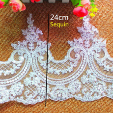 Lace, sequinedembroidery, Sewing, white
