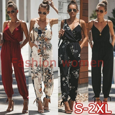 Deep V-Neck, fashion women, trousers, Jumpsuits & Rompers