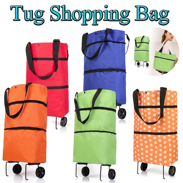 NEW Folding Shopping Bag Trolley Grocery Cart On Wheels Reusable Handbag D0N7
