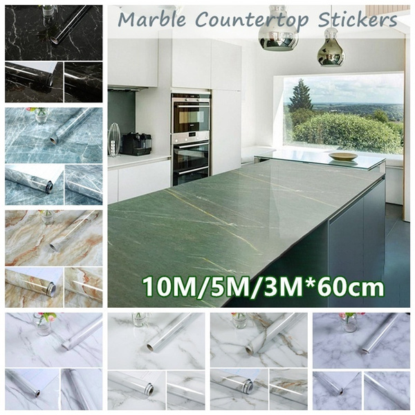 10m 5m 3m Kitchen Marble Contact Paper Pvc Wall Stickers Marble Countertop Stickers Bathroom Self Adhesive Waterproof Wallpaper Wide 60cm Wish