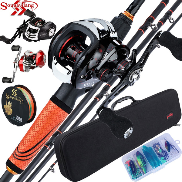 Sougayilang Ultralight Fishing Rod Reel Combos Full Kit Portable Light  Weight High Carbon 4 Pc Baitcaster Fishing Pole with Baitcasting Reel  Portable Carrier Bag