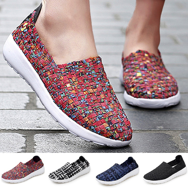 Fashion Women's Slip On Running Shoes Casual Breathable Mesh Fabric ...