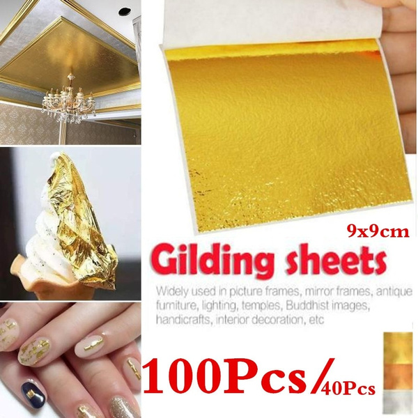 40 Pcs 24K Gold Leaf Gold Foil for Artwork & Crafts Size 