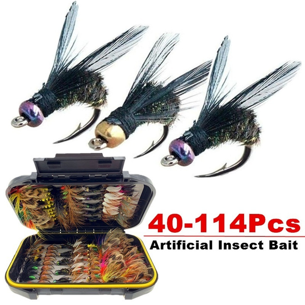 114Pcs Insect Fly Fishing Hook Trout Lures Fishing Lure Flies