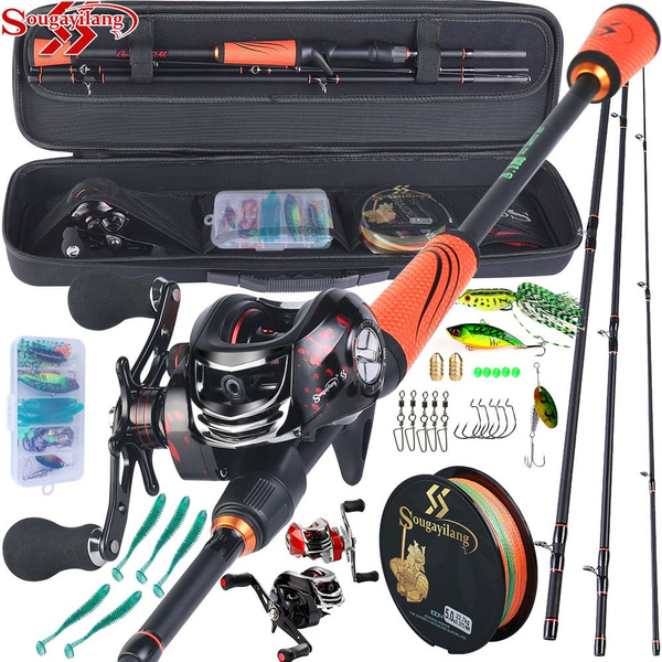 Sougayilang Fishing Rods Reels Full Kit Portable Carbon 4 Pieces