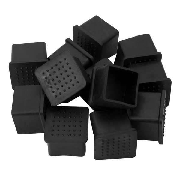 12Pcs Square Shaped PVC Rubber Table Chair Leg End Caps Furniture Foot