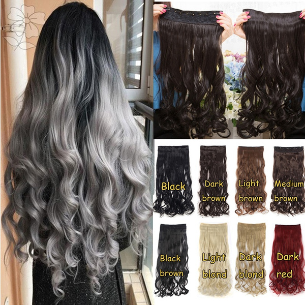 24 26 29 30 Inch One piece Long Curly Hair Five Clip Natural Hair Extension Extended Thick Synthetic Hair Extension 27 Colors