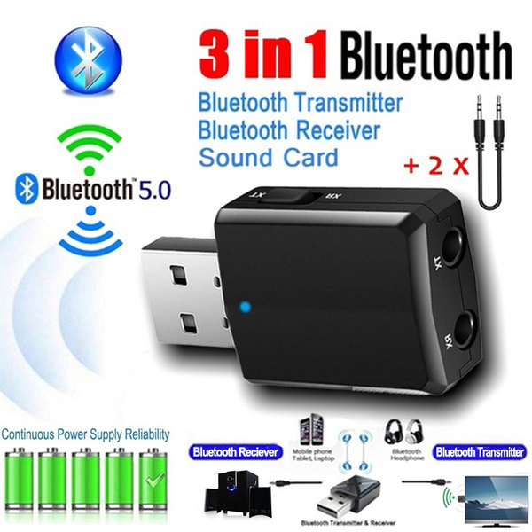 Bluetooth 5.0 Transmitter Receiver for TV PC, Wireless 3.5mm Adapter USB Bluetooth  Transmitter for TV PC Headphones Home Stereo 