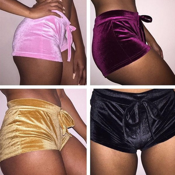 womens velvet booty shorts