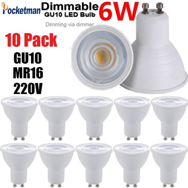 10 Pack 6W Led Lamp GU10 MR16 Dimmable Spotlight 220V Spotlight Bulb Bulbs Warm Cold natural White | Wish