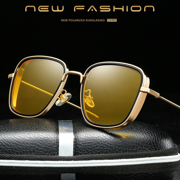 Fashion Polarized Sun Glasses Men Retro Metal Frame Sunglasses
