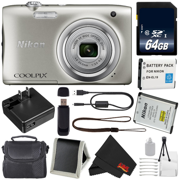 Nikon Coolpix A100 Digital Camera (Silver) (International Model) +