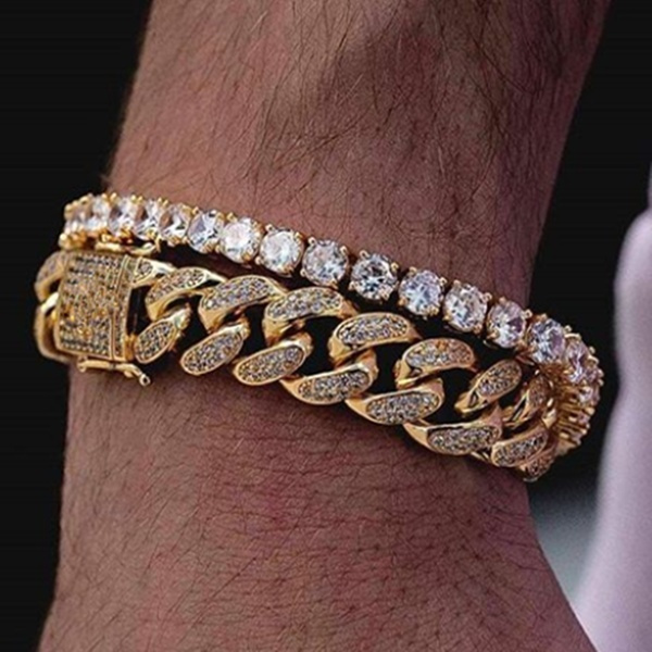 Bracelet Gold Plated Diamonds Jewelry 