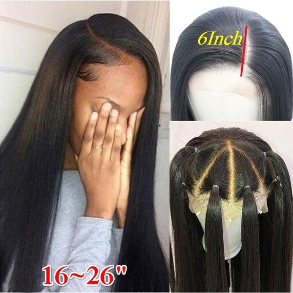 long straight side part wig