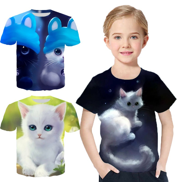 kid-girls-fashion-cat-3d-printing-short-sleeved-t-shirt-or-parent-child