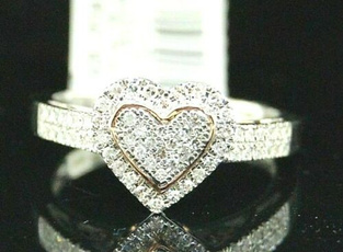 Sterling, Heart, engagementampwedding, 925 silver rings