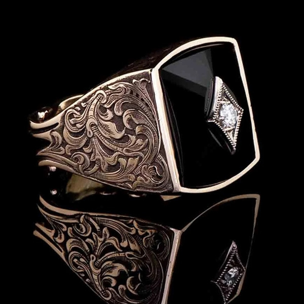Stone Vintage Ring Men Hip Hop Rock 