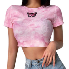 blouse, butterfly, Shorts, crop top