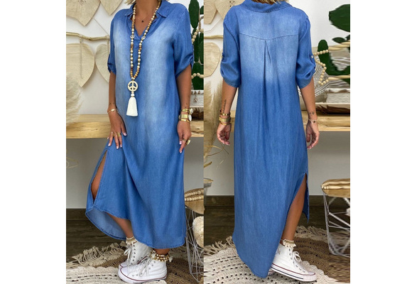 Fashion Korean Plus Size Denim Dress For Women Summer Dress 2020