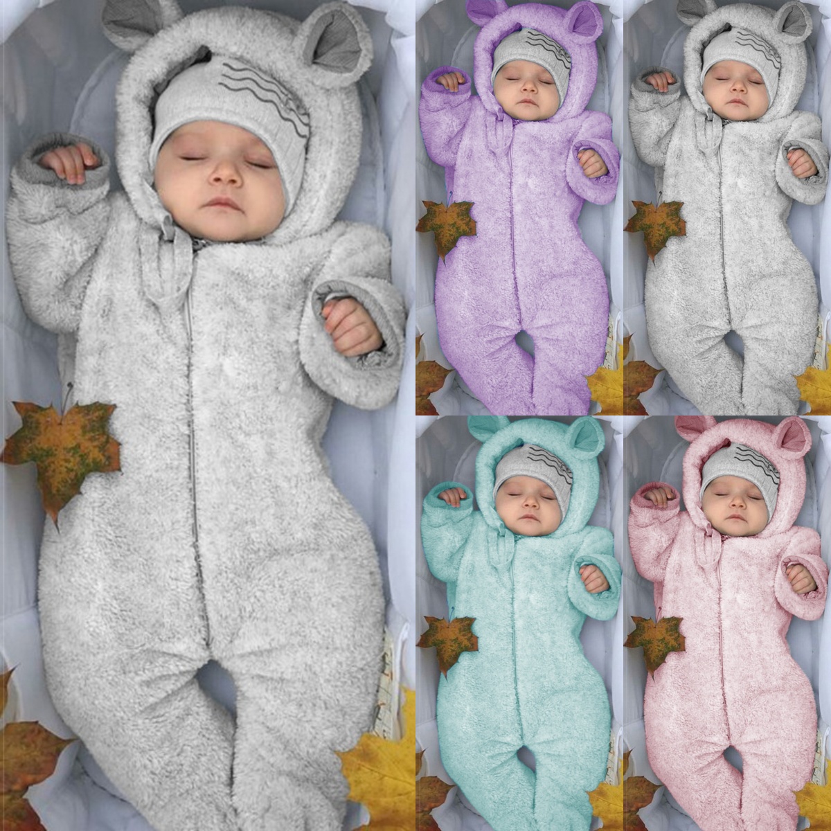 hooded fleece jumpsuit baby