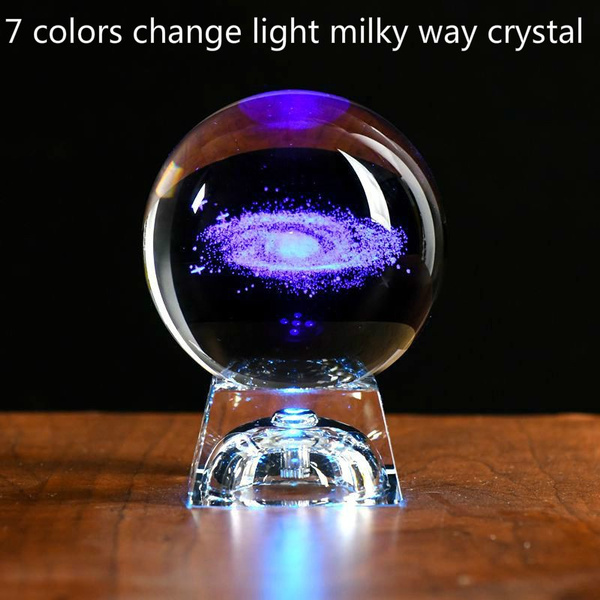 Milky Way Galaxy Crystal Ball 3D Sculpture 7 Colors Change Bedroom Night  Light