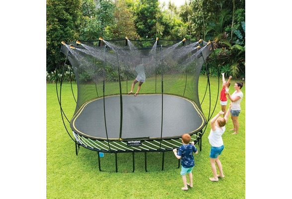 MeiGuiSha 50 ft Trampoline Backyard Sprinklers Spray Water Park Fun Summer Cool Things Outdoor Toys Water Game Trampoline Accessories Ladder Made to Attach on Trampoline Safety Net Enclosure